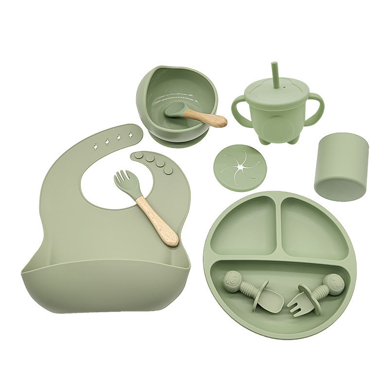 Children's Feeding Silicone Dinner Plate Set (10Pcs)