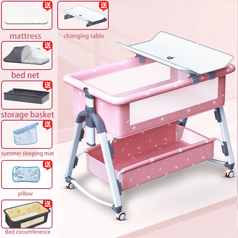 Multifunctional Baby Crib: Foldable and Adjustable