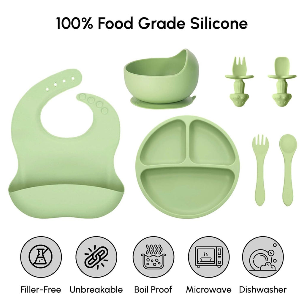 SiIicone Baby Feeding Set With Suction, 10 Pcs