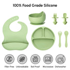 SiIicone Baby Feeding Set With Suction, 10 Pcs