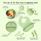 SiIicone Baby Feeding Set With Suction, 10 Pcs