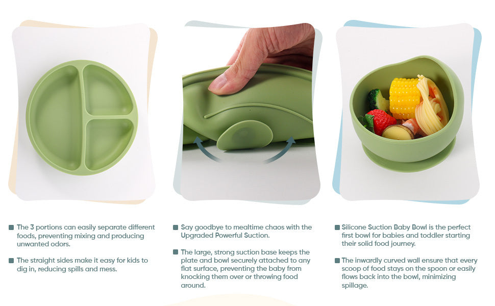 SiIicone Baby Feeding Set With Suction, 10 Pcs