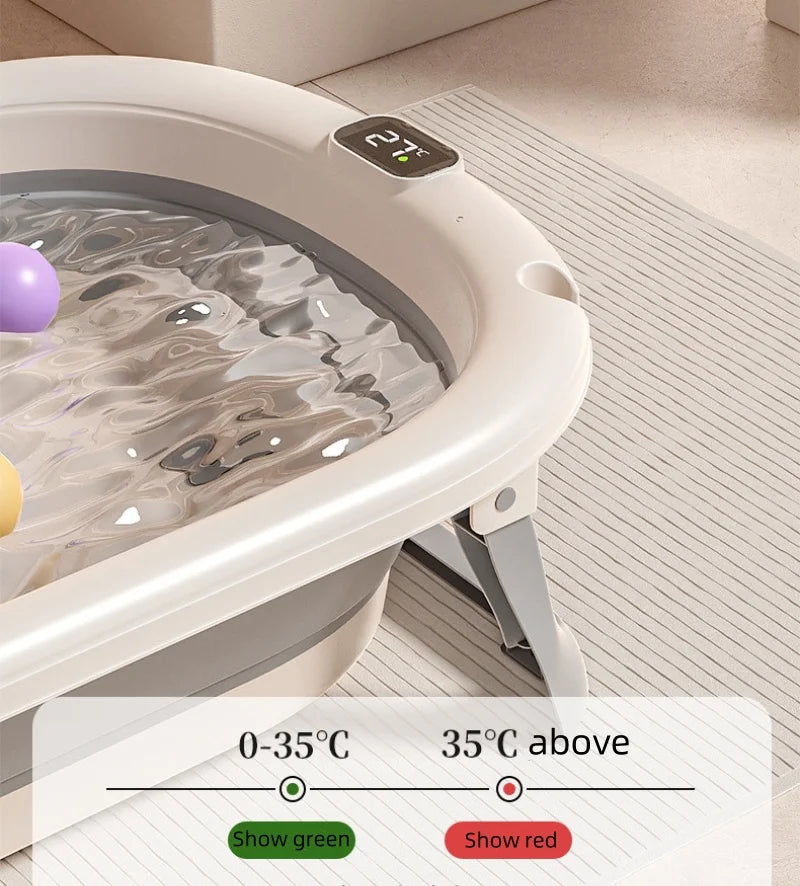 Digital Temperature-Sensing Folding Baby Bathtub
