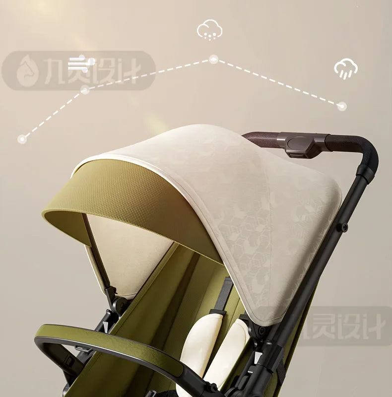 Lightweight & Foldable Baby Stroller - Reclining and Shock-Absorbing