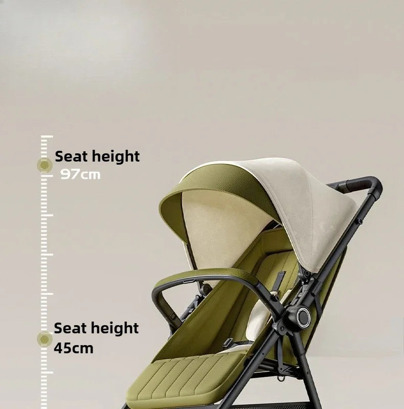 Lightweight & Foldable Baby Stroller - Reclining and Shock-Absorbing