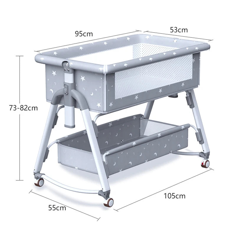 Multifunctional Baby Crib: Foldable and Adjustable