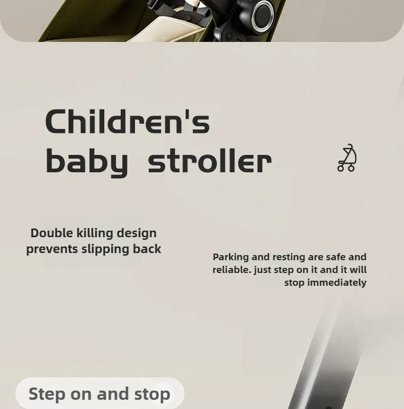 Lightweight & Foldable Baby Stroller - Reclining and Shock-Absorbing