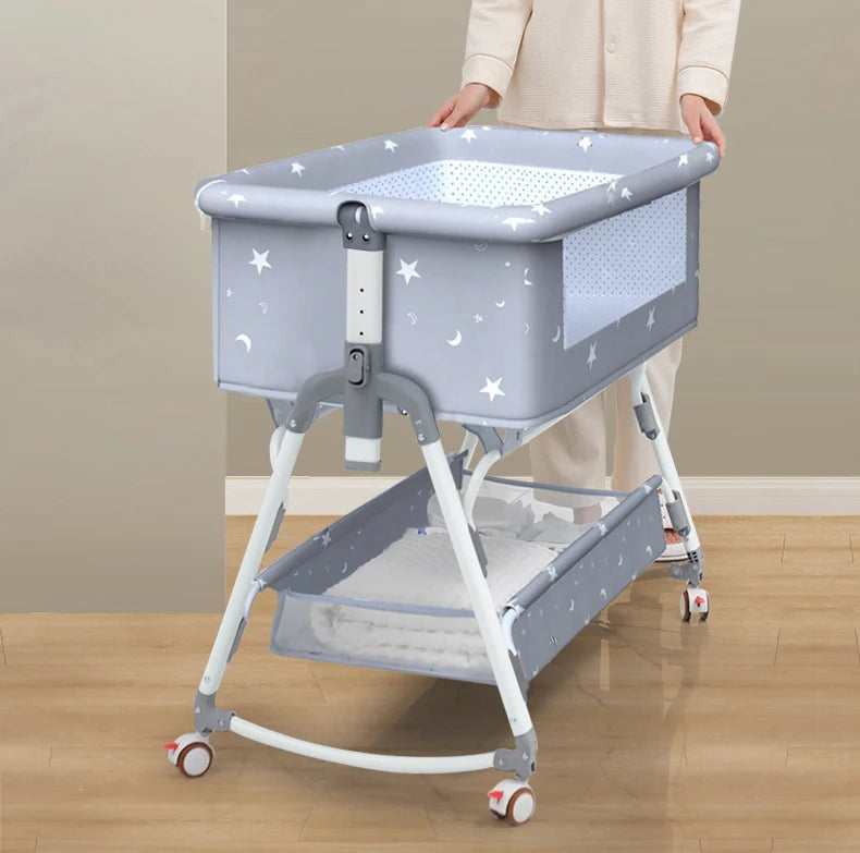 Multifunctional Baby Crib: Foldable and Adjustable