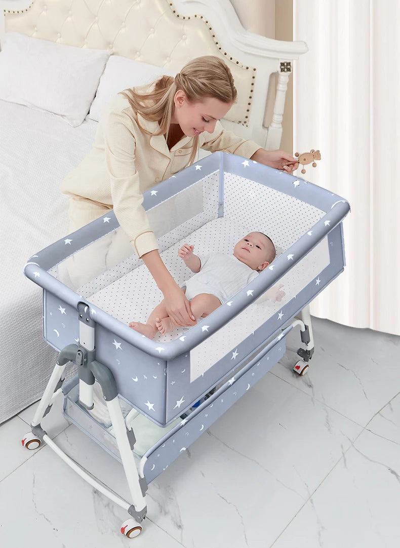 Multifunctional Baby Crib: Foldable and Adjustable