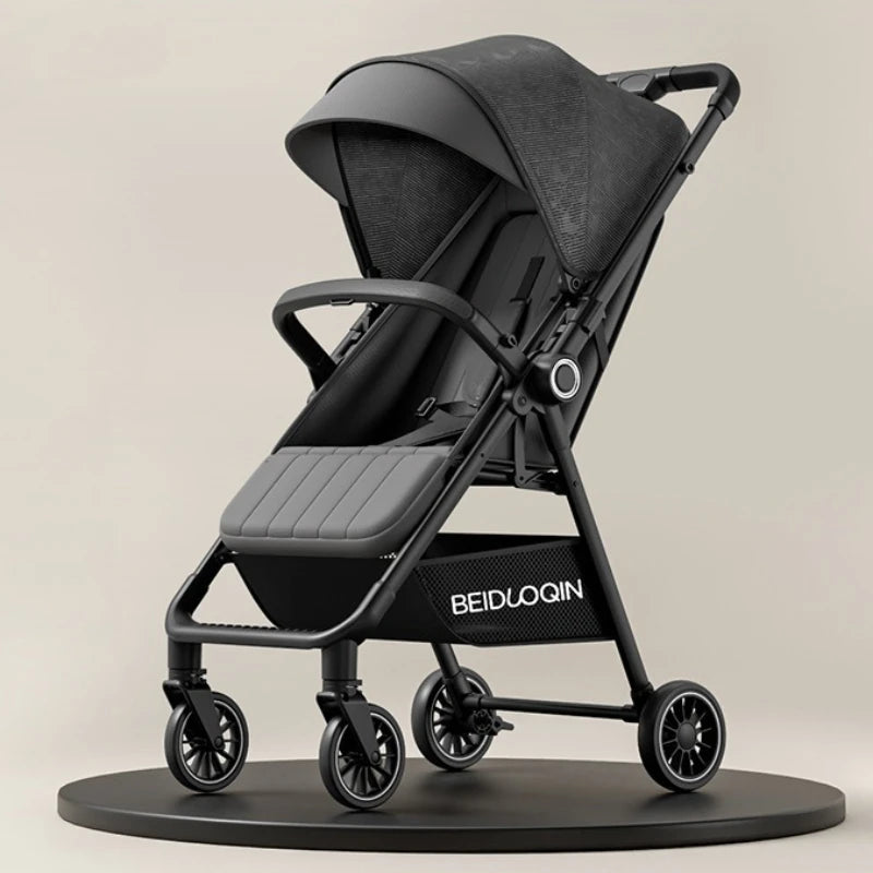 Lightweight & Foldable Baby Stroller - Reclining and Shock-Absorbing