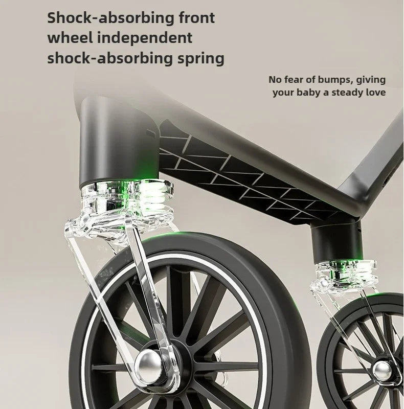Lightweight & Foldable Baby Stroller - Reclining and Shock-Absorbing