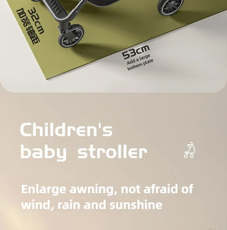 Lightweight & Foldable Baby Stroller - Reclining and Shock-Absorbing