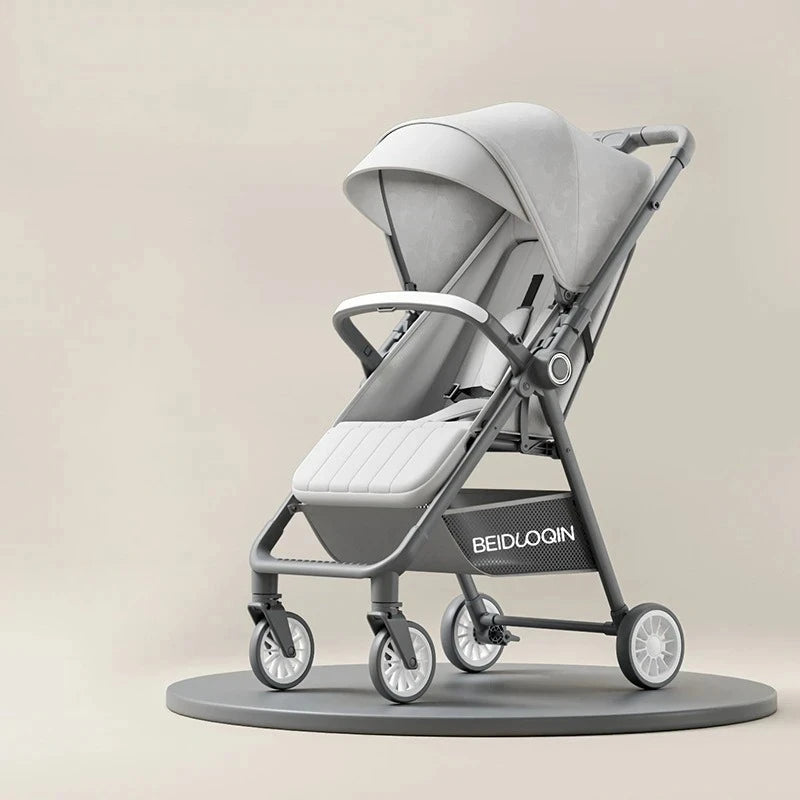 Lightweight & Foldable Baby Stroller - Reclining and Shock-Absorbing