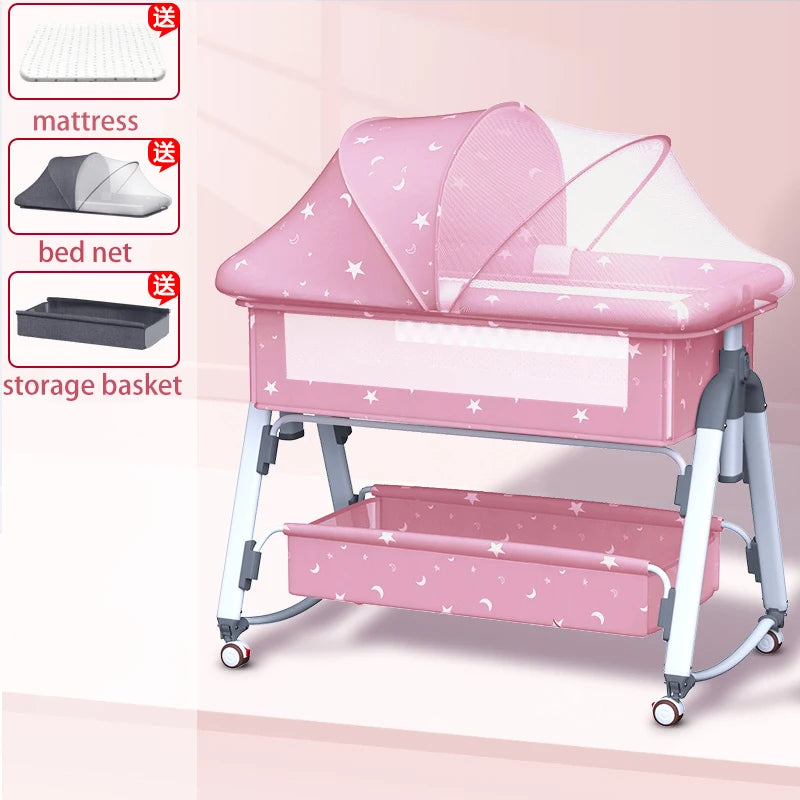 Multifunctional Baby Crib: Foldable and Adjustable