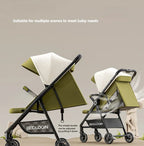 Lightweight & Foldable Baby Stroller - Reclining and Shock-Absorbing