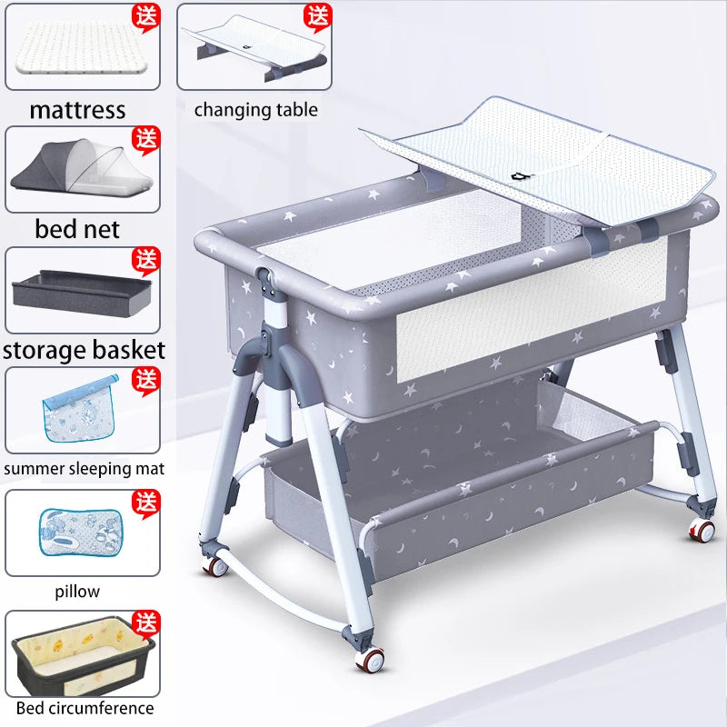 Multifunctional Baby Crib: Foldable and Adjustable