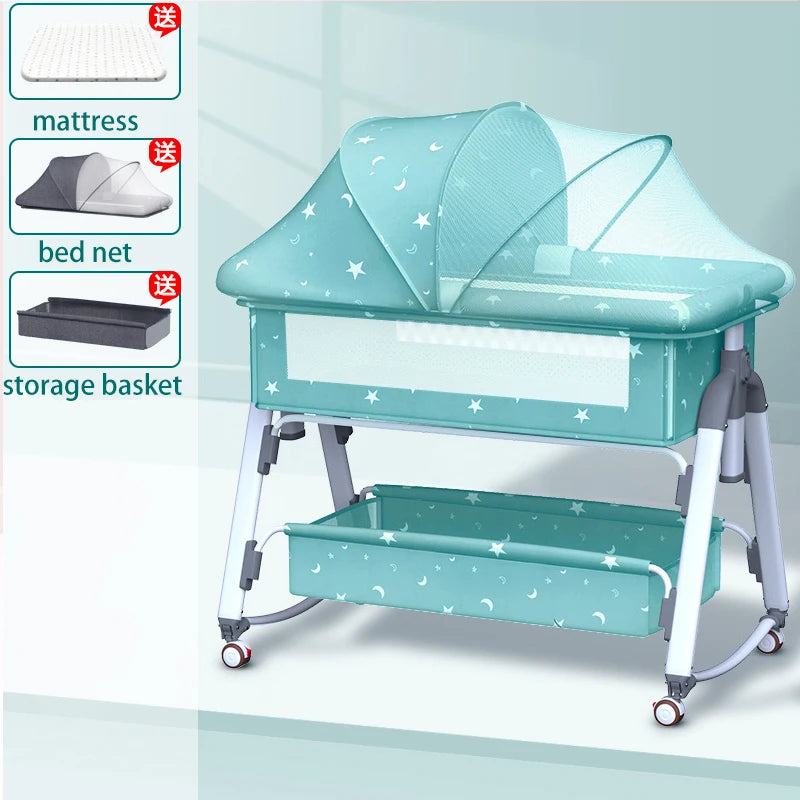 Multifunctional Baby Crib: Foldable and Adjustable