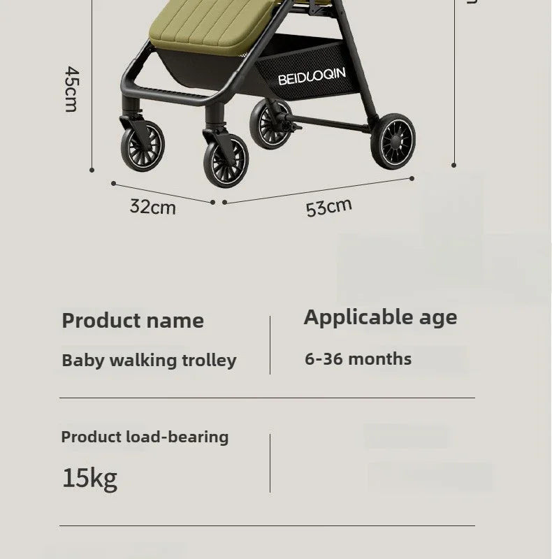 Lightweight & Foldable Baby Stroller - Reclining and Shock-Absorbing