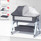 Multifunctional Baby Crib: Foldable and Adjustable
