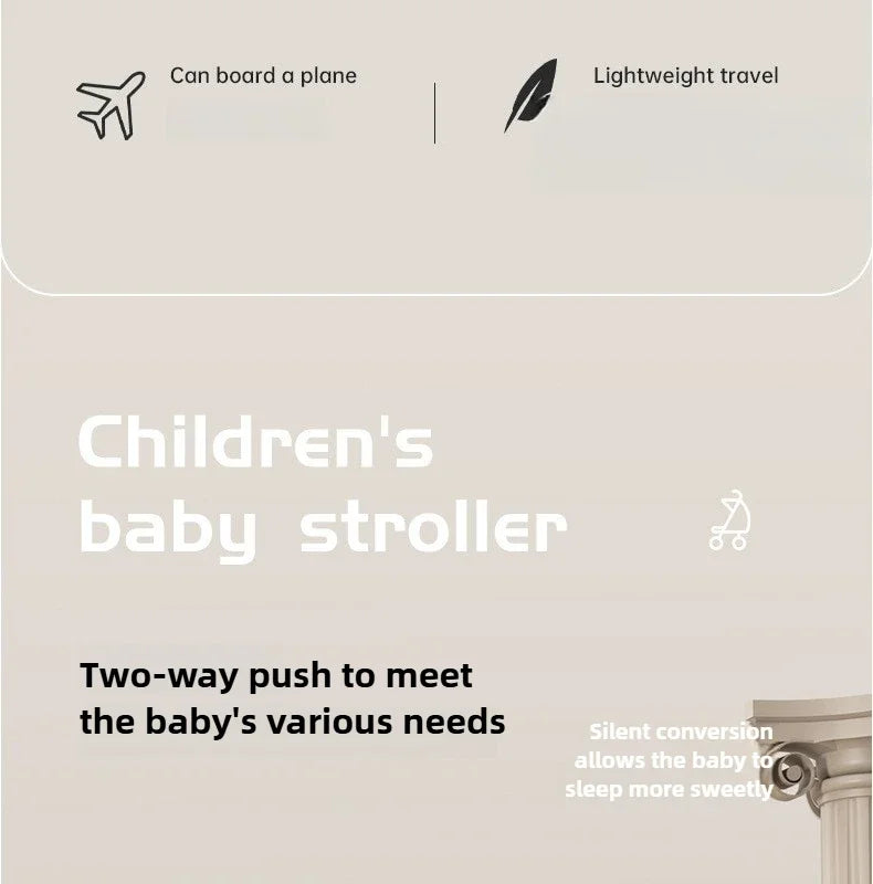 Lightweight & Foldable Baby Stroller - Reclining and Shock-Absorbing