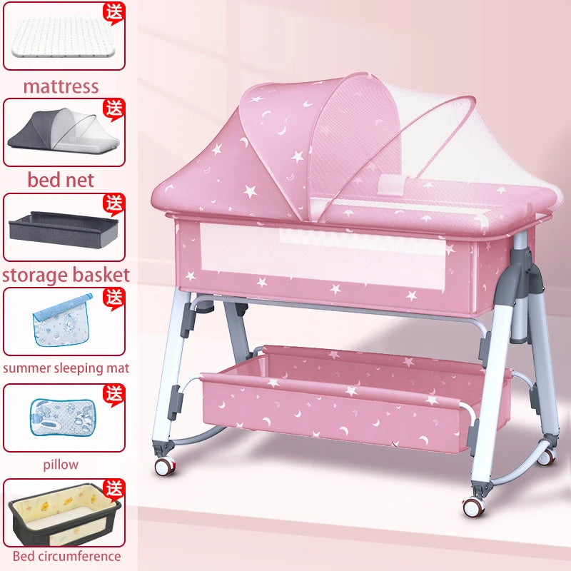 Multifunctional Baby Crib: Foldable and Adjustable