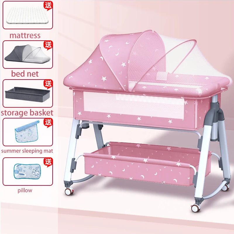 Multifunctional Baby Crib: Foldable and Adjustable