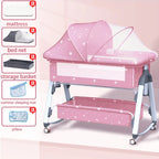 Multifunctional Baby Crib: Foldable and Adjustable