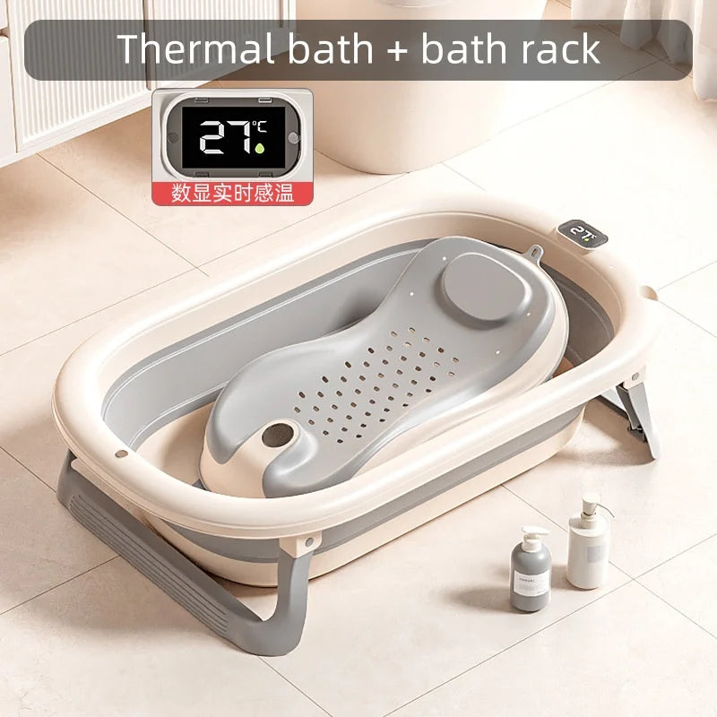 Digital Temperature-Sensing Folding Baby Bathtub