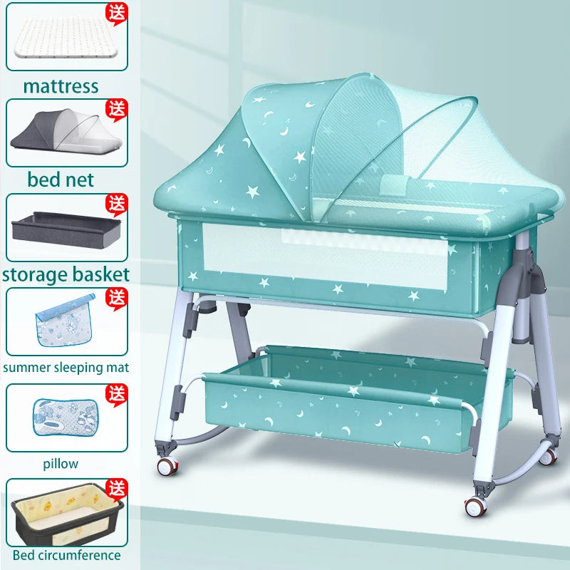 Multifunctional Baby Crib: Foldable and Adjustable