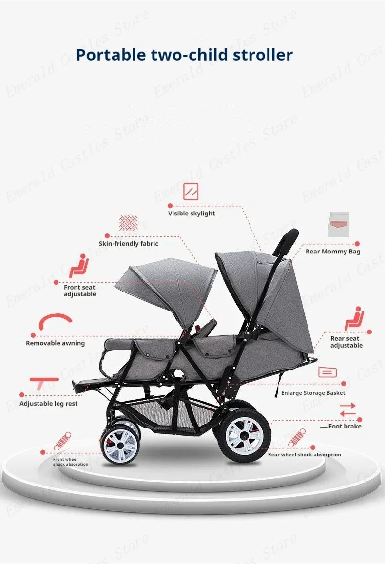 Twin strollers foldable carriage