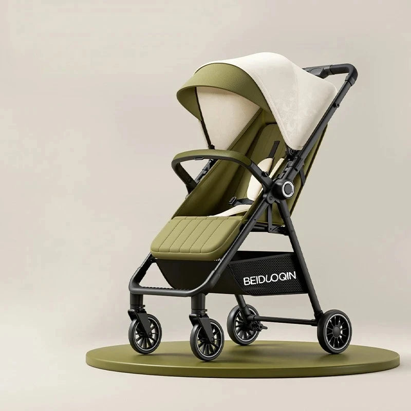 Lightweight & Foldable Baby Stroller - Reclining and Shock-Absorbing