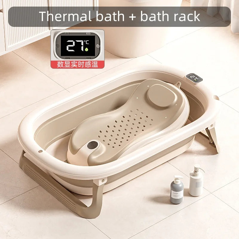 Digital Temperature-Sensing Folding Baby Bathtub