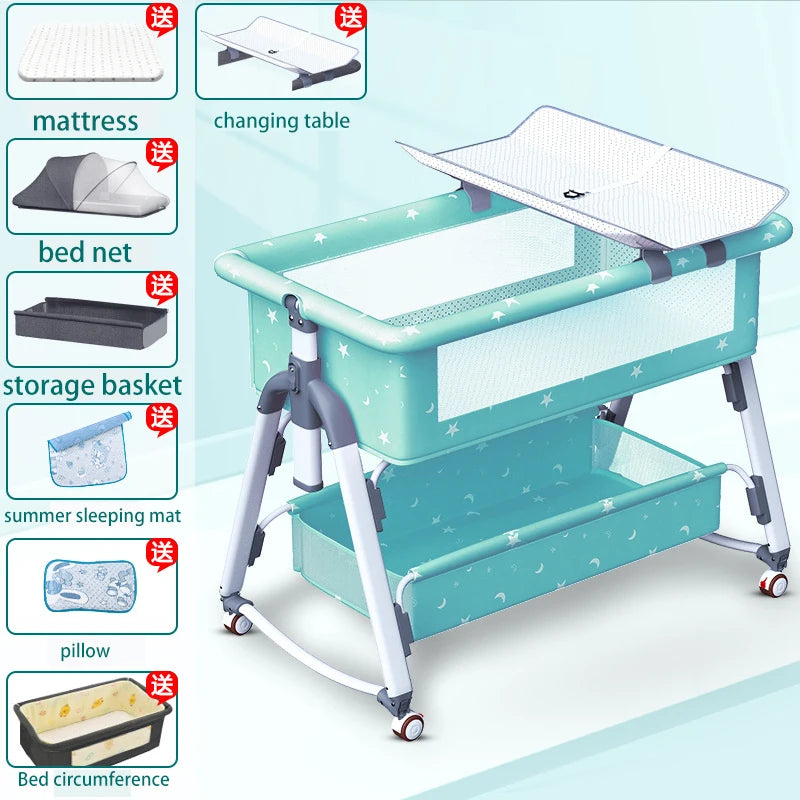 Multifunctional Baby Crib: Foldable and Adjustable