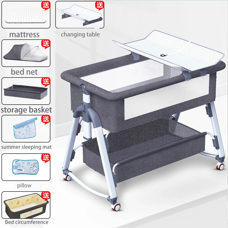 Multifunctional Baby Crib: Foldable and Adjustable