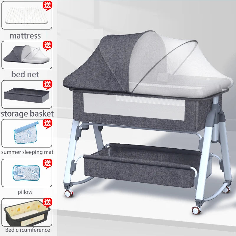 Multifunctional Baby Crib: Foldable and Adjustable