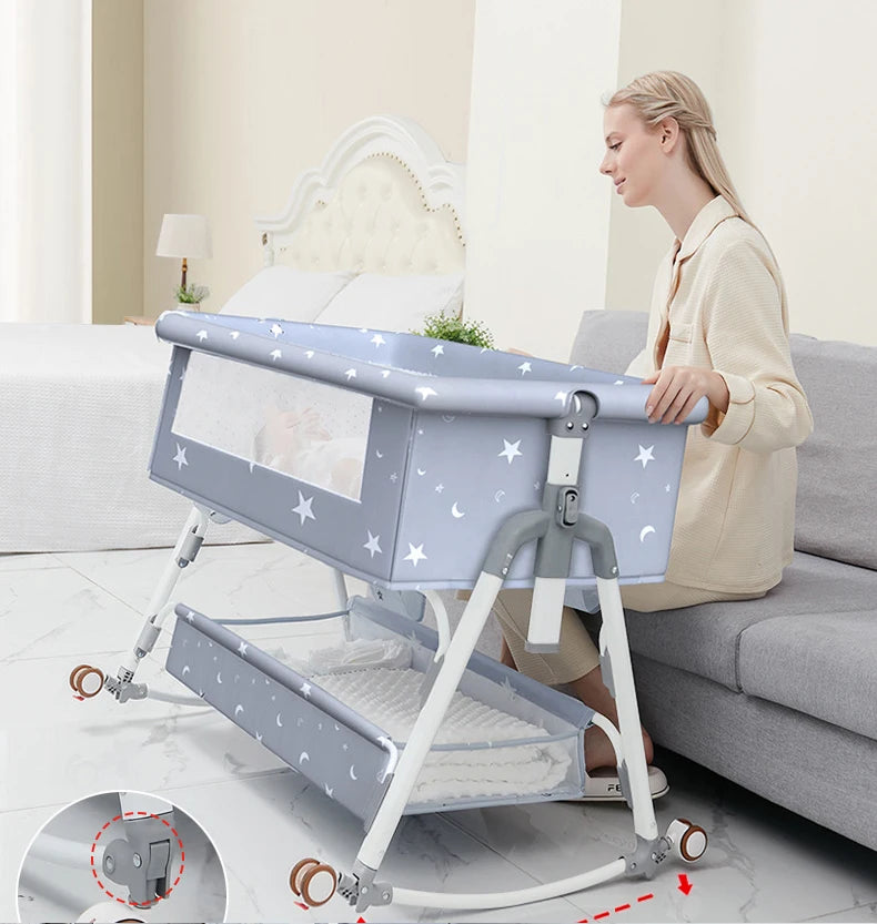 Multifunctional Baby Crib: Foldable and Adjustable