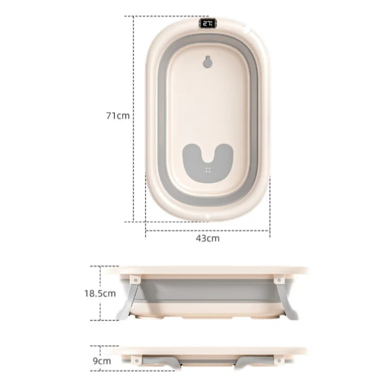 Digital Temperature-Sensing Folding Baby Bathtub
