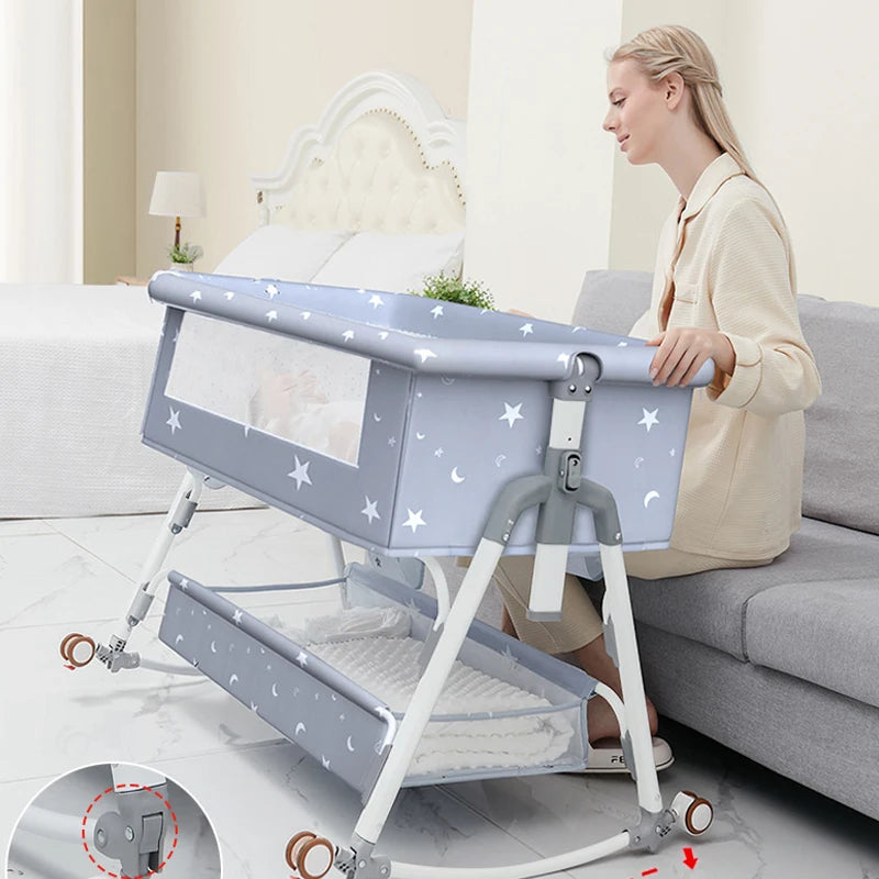 Multifunctional Baby Crib: Foldable and Adjustable