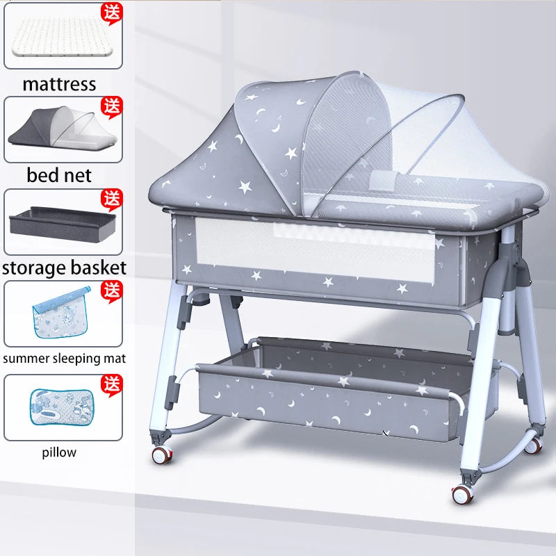 Multifunctional Baby Crib: Foldable and Adjustable
