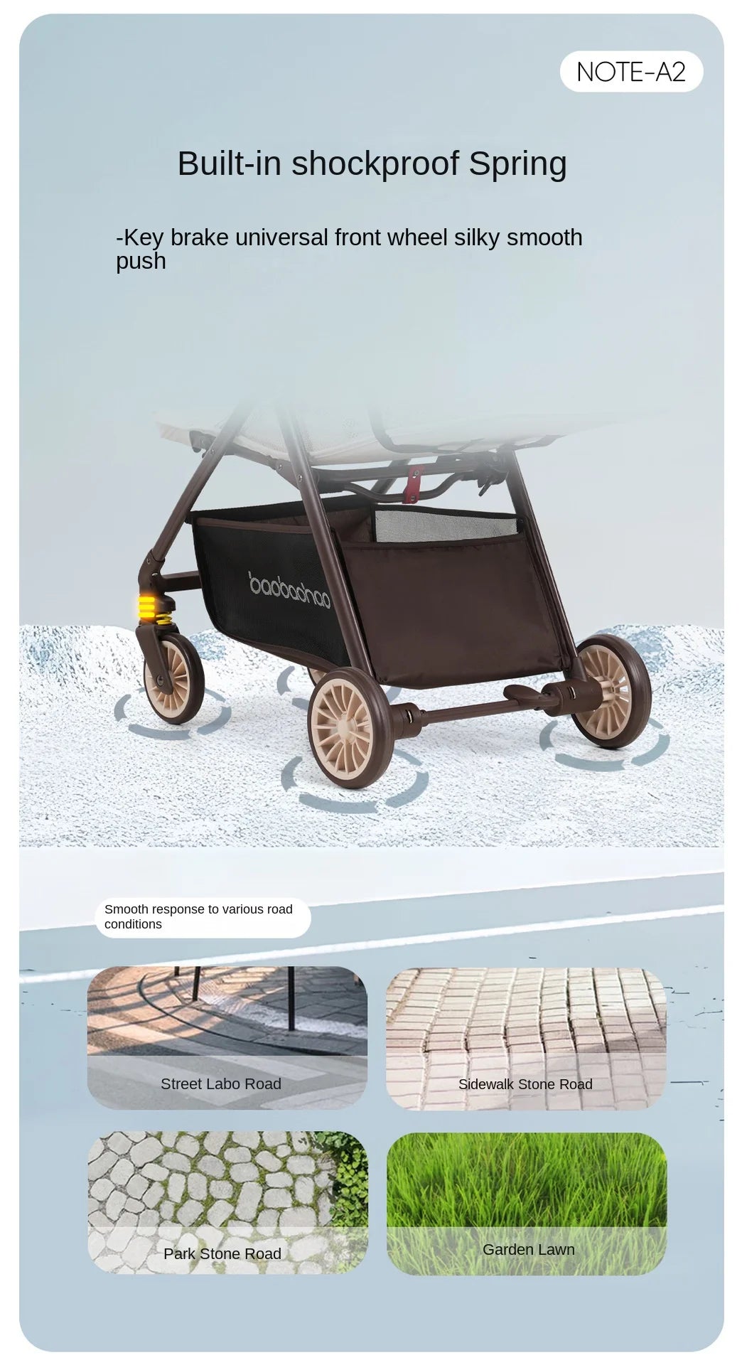 Ultra-lightweight Baby Stroller Simple Folding Shock-absorbing Wheels