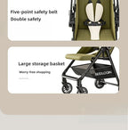 Lightweight & Foldable Baby Stroller - Reclining and Shock-Absorbing