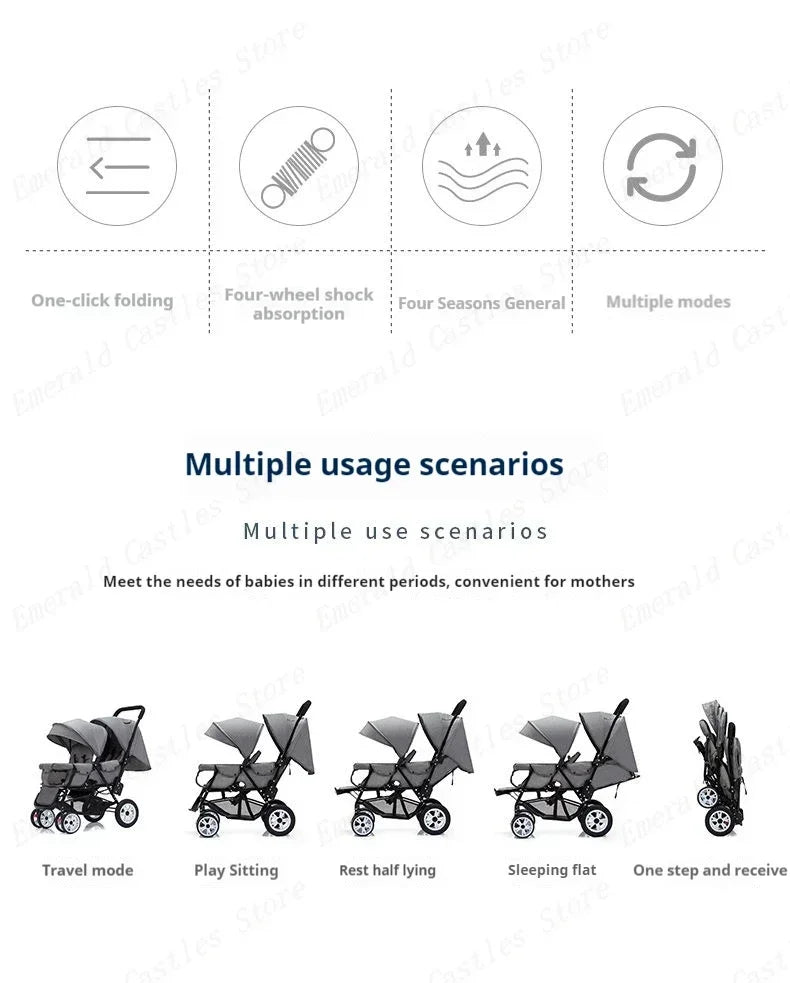 Twin strollers foldable carriage