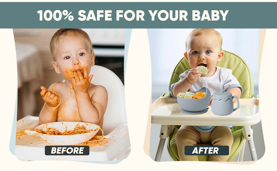 SiIicone Baby Feeding Set With Suction, 10 Pcs